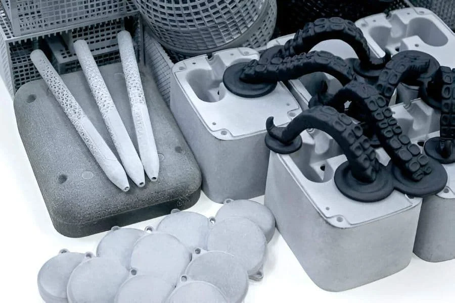 3 Material Options Sls Many Different Objects Printed On 3d Printer From Powder Polyamide