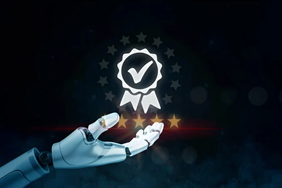 3.3 Robot Hand Shows The Sign Of Top Service Quality Assurance
