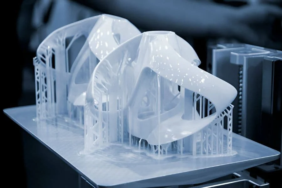 5.3 Printed Models On 3d Printer Close Up. Objects Printed On Photopolymer Sla