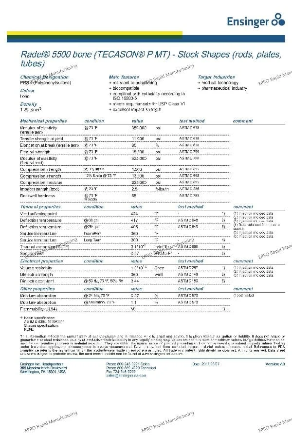 Epro Mfg Material Certification